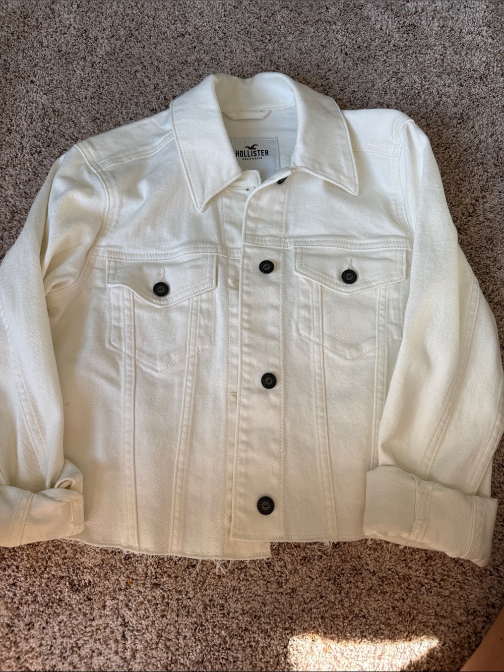 Hollister Women's Off-White Denim Trucker Jacket